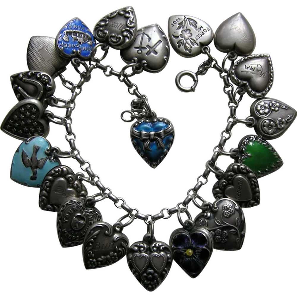 Vintage Twenty Sterling Heart Charm Bracelet - image 1