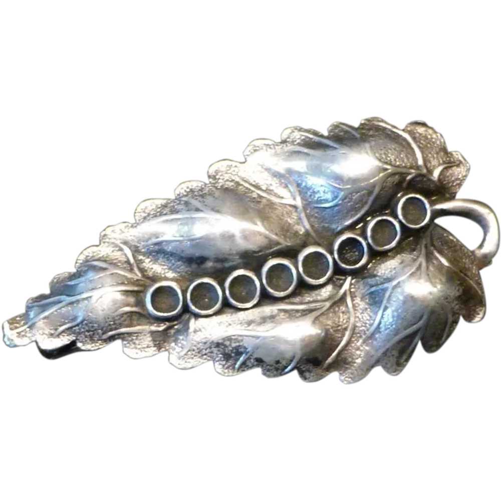 Vintage Sterling Silver Leaf Pin Brooch - image 1