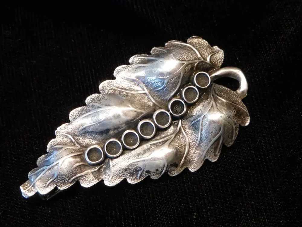 Vintage Sterling Silver Leaf Pin Brooch - image 2