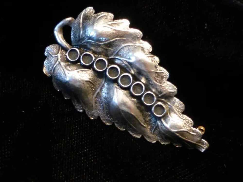 Vintage Sterling Silver Leaf Pin Brooch - image 3