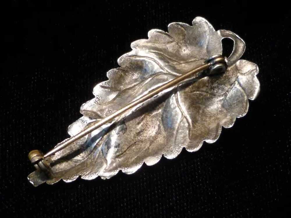 Vintage Sterling Silver Leaf Pin Brooch - image 4