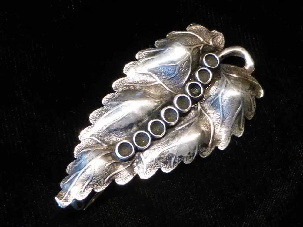 Vintage Sterling Silver Leaf Pin Brooch - image 7