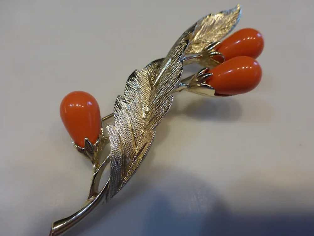 Sarah Coventry ‘Bittersweet’ Faux Coral Brooch Pin - image 3
