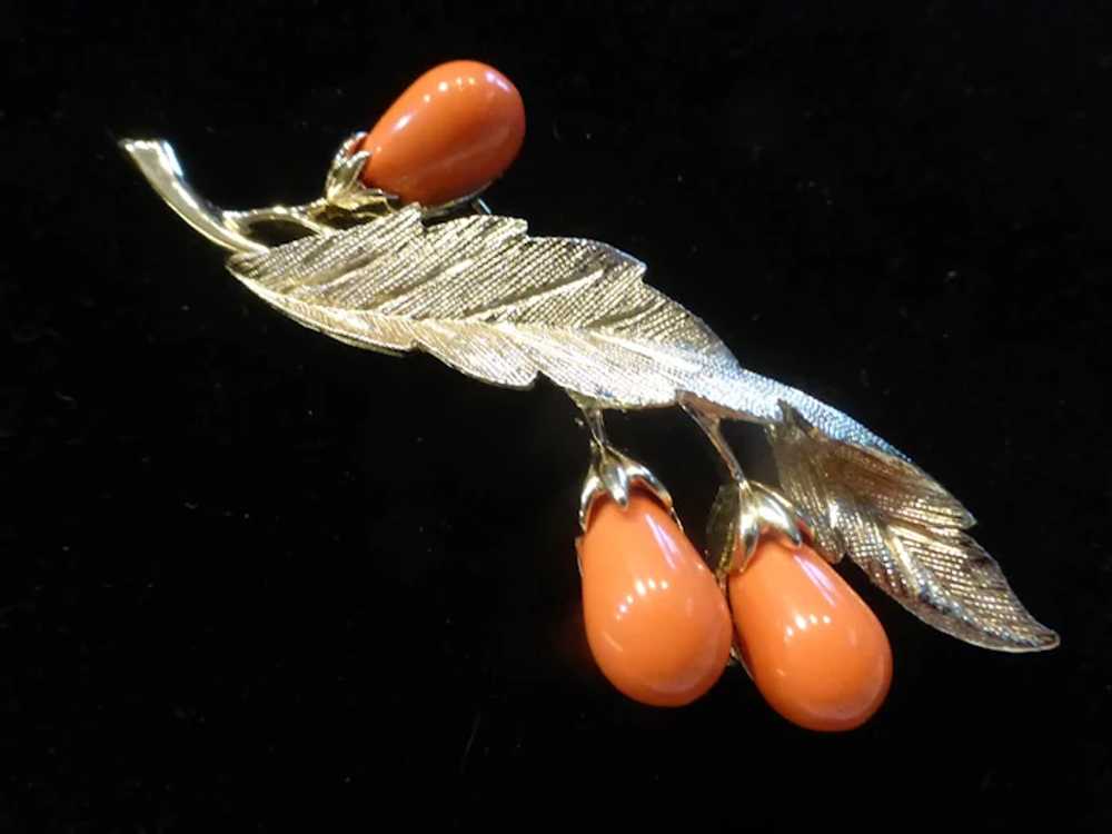 Sarah Coventry ‘Bittersweet’ Faux Coral Brooch Pin - image 4