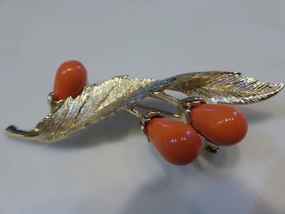 Sarah Coventry ‘Bittersweet’ Faux Coral Brooch Pin - image 5