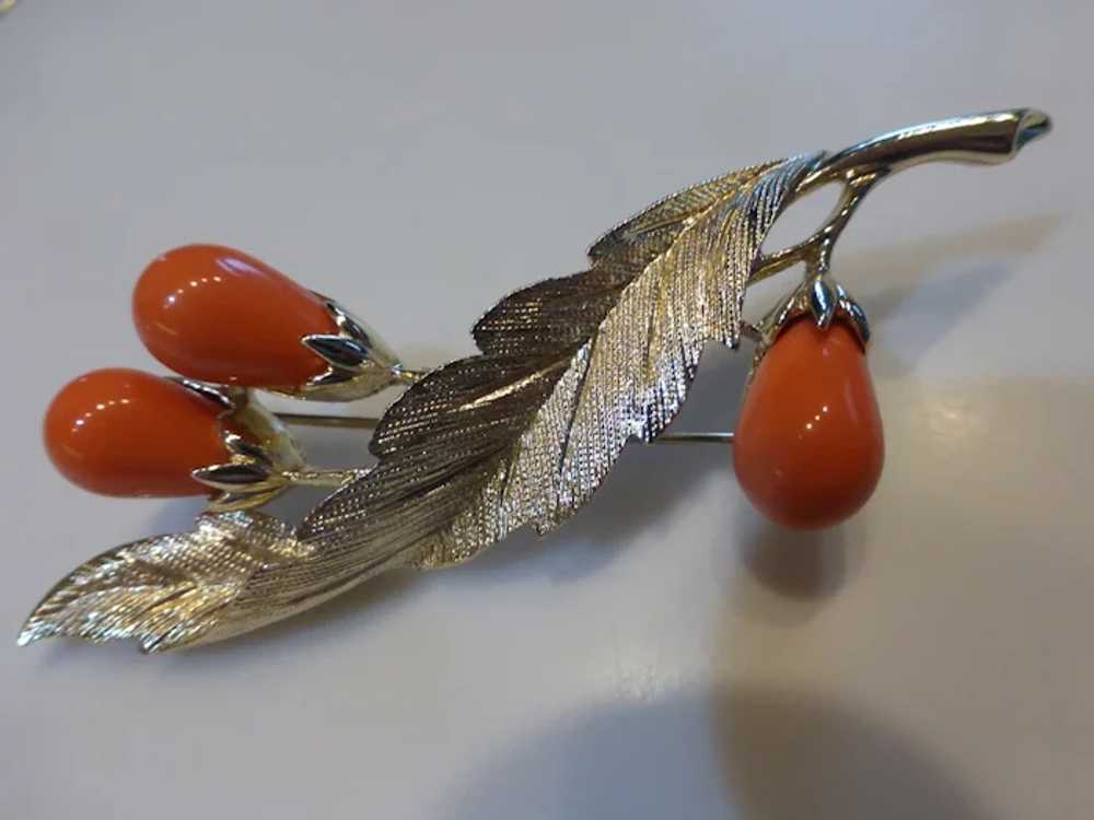 Sarah Coventry ‘Bittersweet’ Faux Coral Brooch Pin - image 6