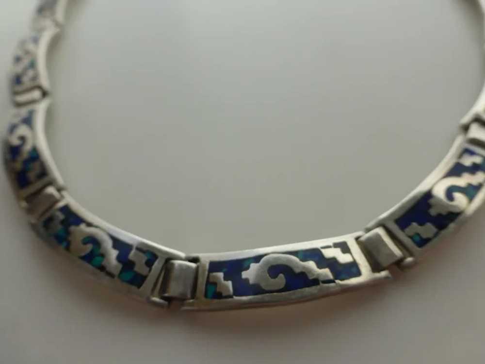 Taxco Sterling Silver Turquoise & Lapis Mosaic Ne… - image 3