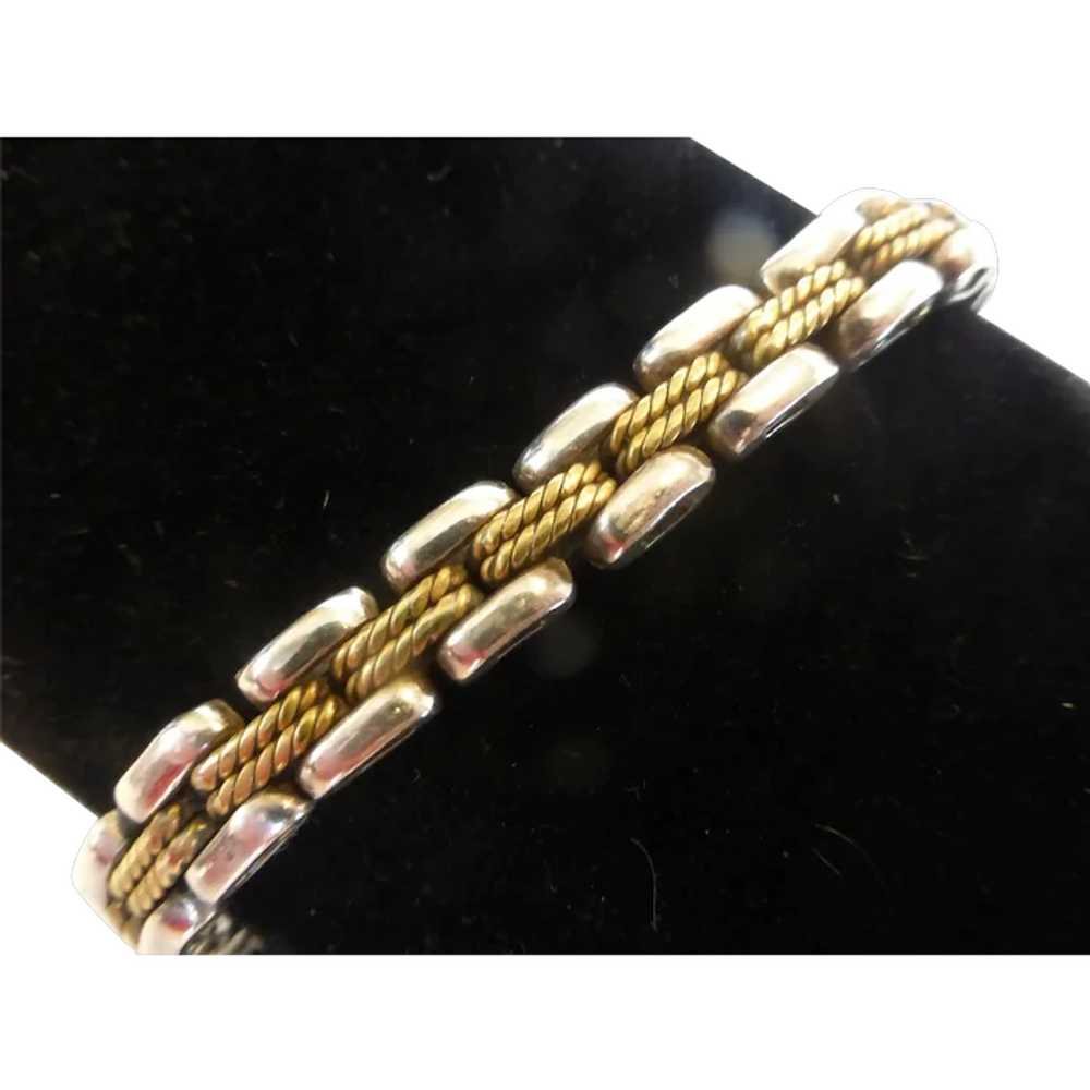 Laton Signed Sterling Silver & Brass Link Bracele… - image 1