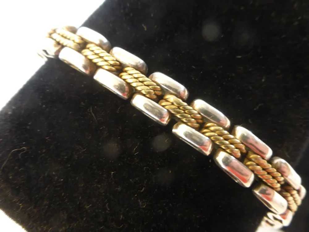 Laton Signed Sterling Silver & Brass Link Bracele… - image 2