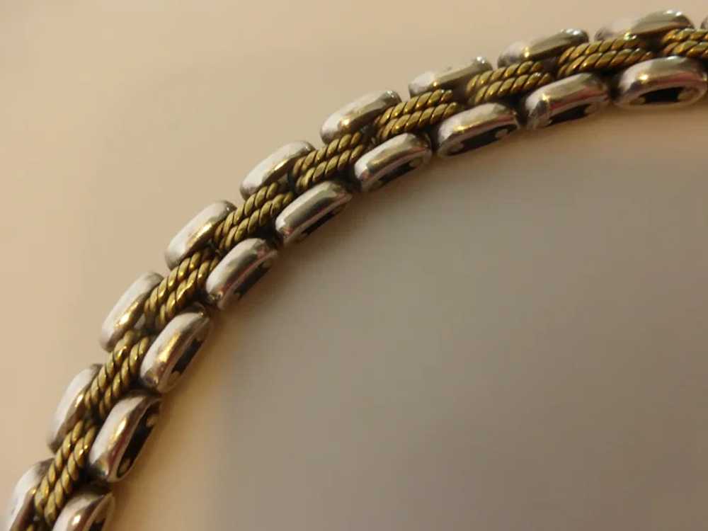 Laton Signed Sterling Silver & Brass Link Bracele… - image 3