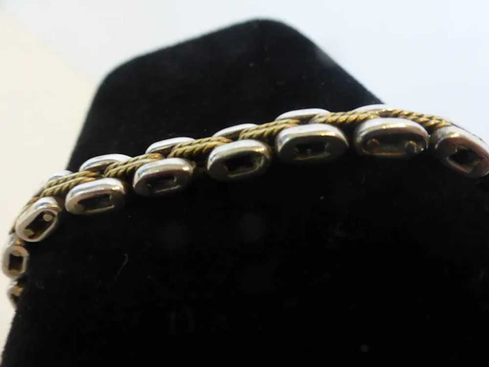 Laton Signed Sterling Silver & Brass Link Bracele… - image 4