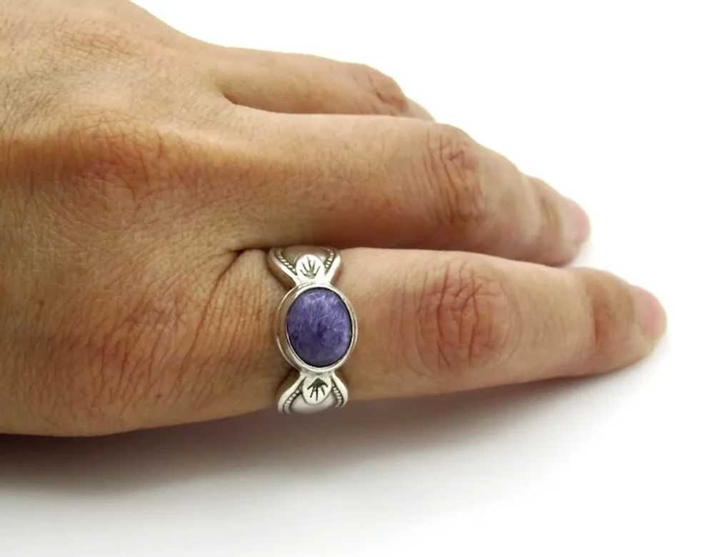 Sterling Silver Charoite Ring - Size 7.75 - image 10