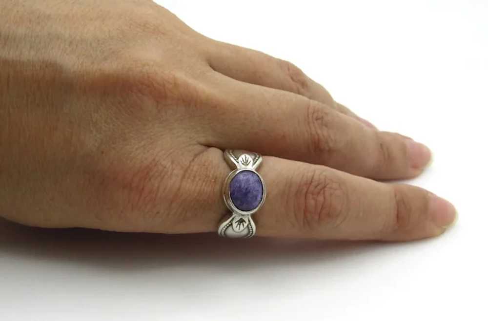 Sterling Silver Charoite Ring - Size 7.75 - image 11