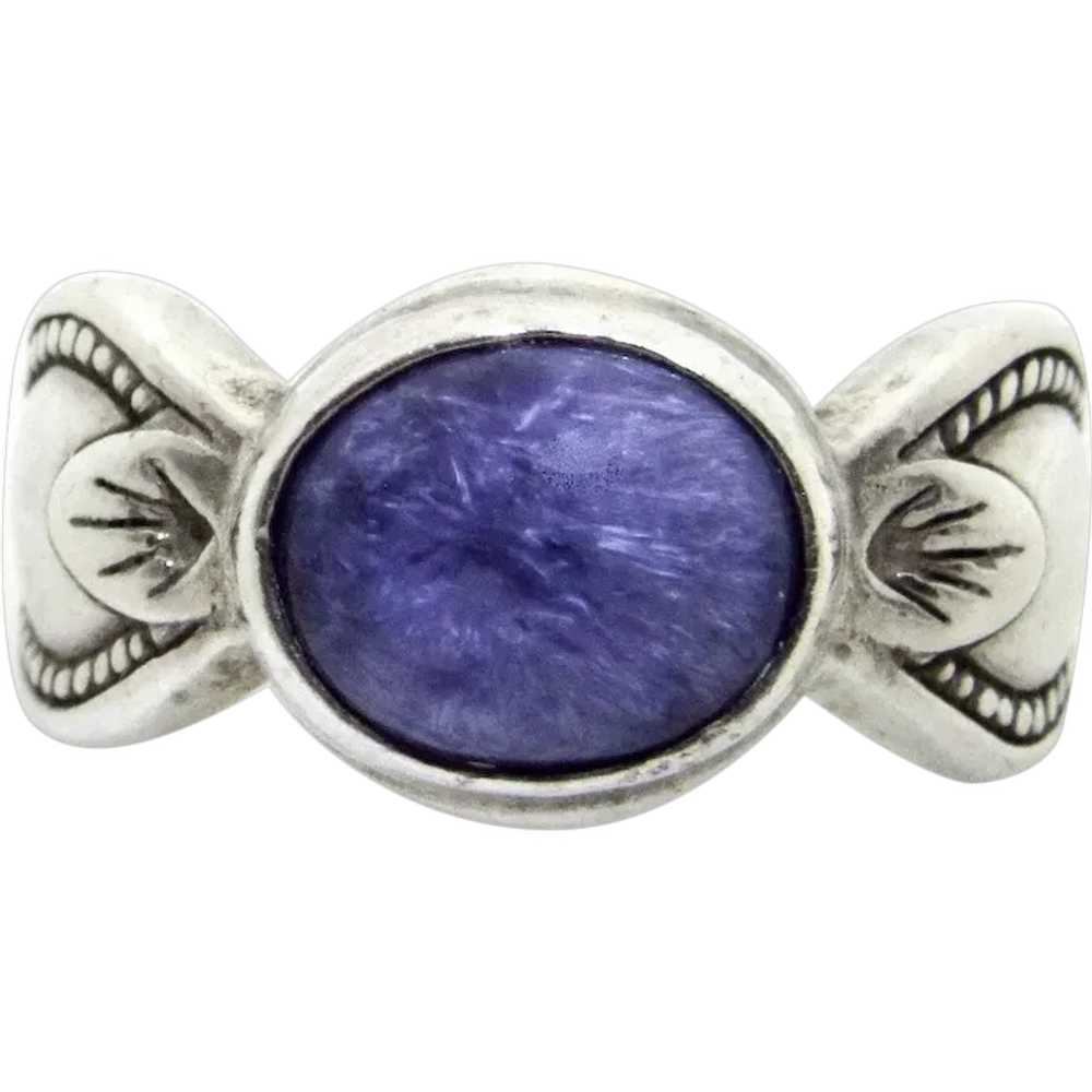 Sterling Silver Charoite Ring - Size 7.75 - image 1