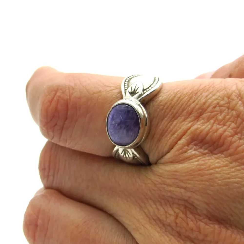 Sterling Silver Charoite Ring - Size 7.75 - image 5
