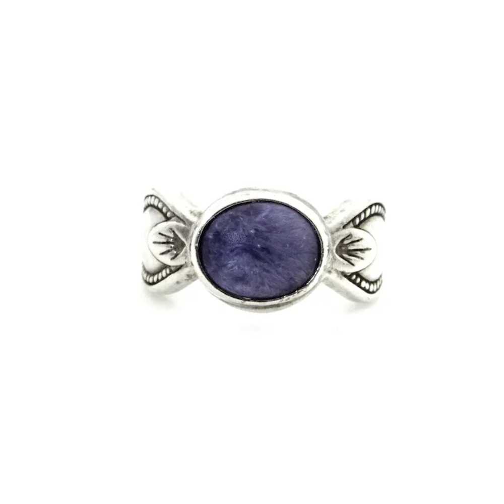 Sterling Silver Charoite Ring - Size 7.75 - image 6