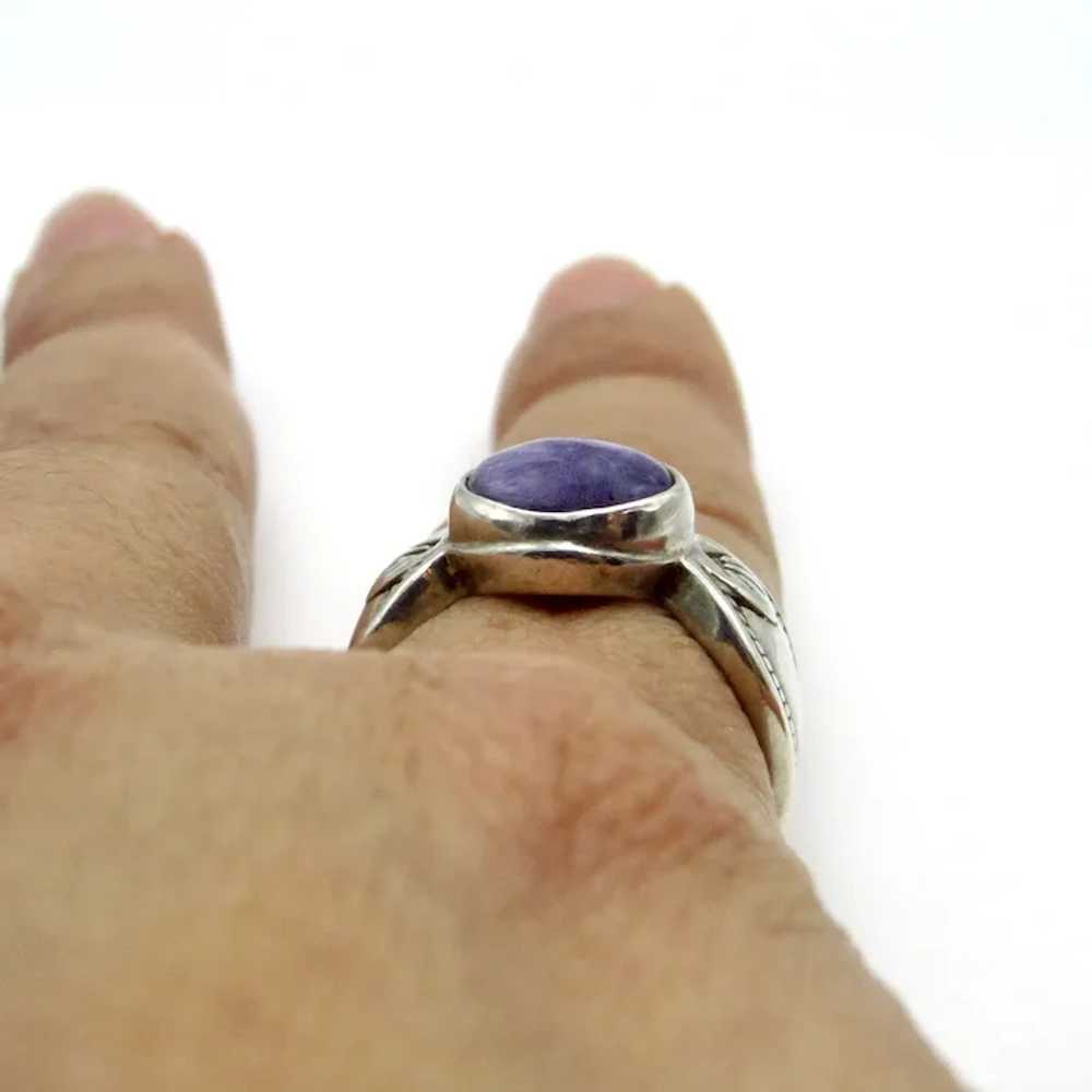 Sterling Silver Charoite Ring - Size 7.75 - image 9