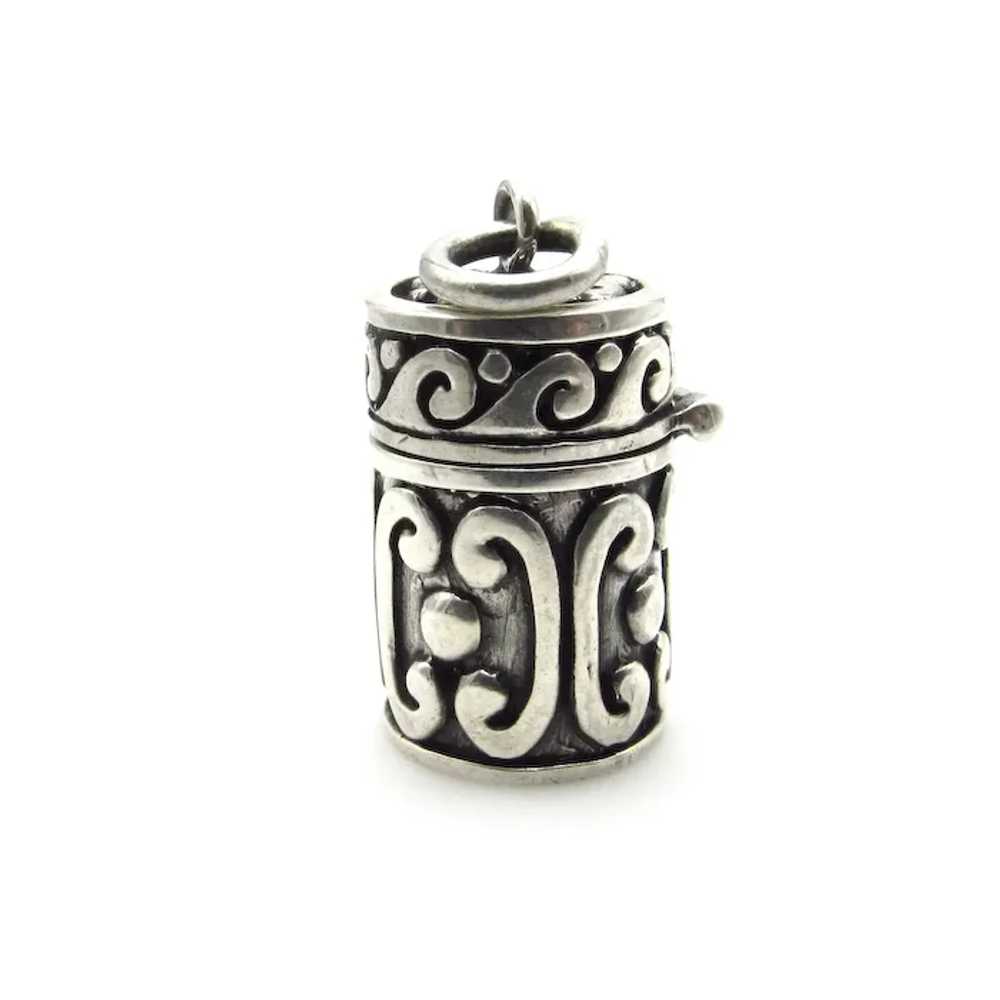 Sterling Silver Cylinder Prayer Box Pendant - image 7