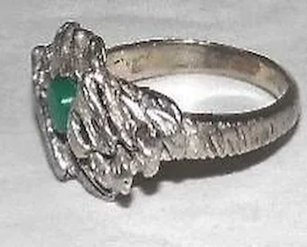 Art Deco Style w/Green Jade Stone Ring - Size 6.75 - image 5