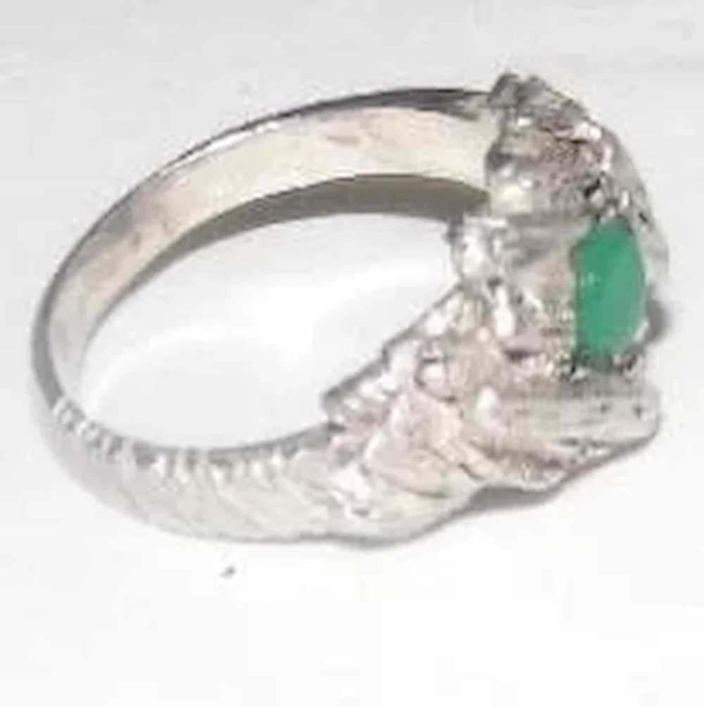 Art Deco Style w/Green Jade Stone Ring - Size 6.75 - image 6