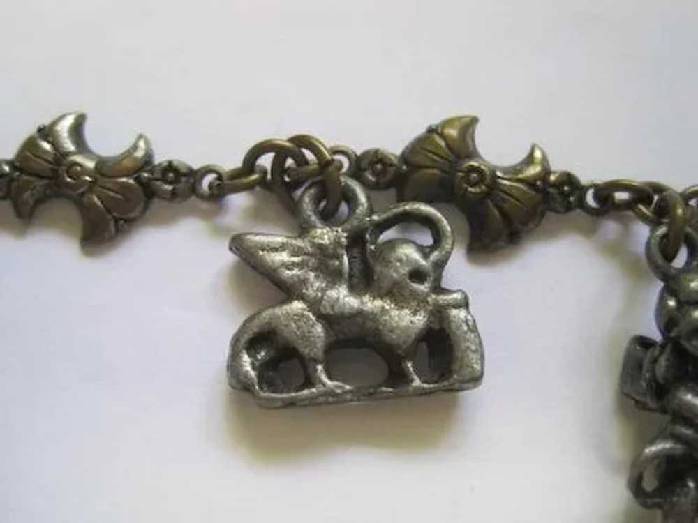 European Silver Colored Charm Bracelet w/(6) Char… - image 6
