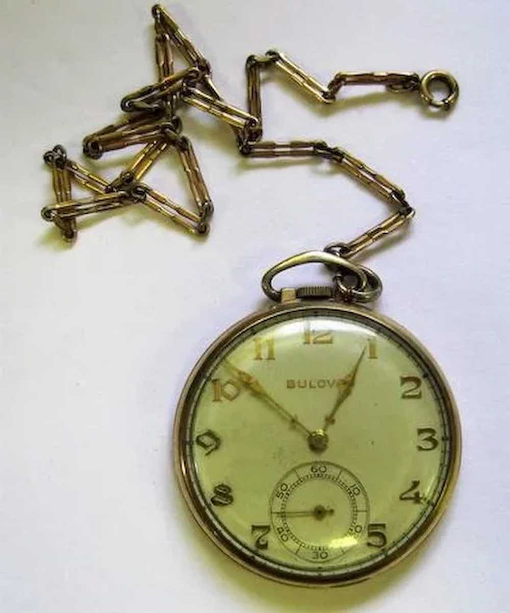 Lot #915 Bulova 15 Jewels Pocket Watch w/Watch Fob - image 2