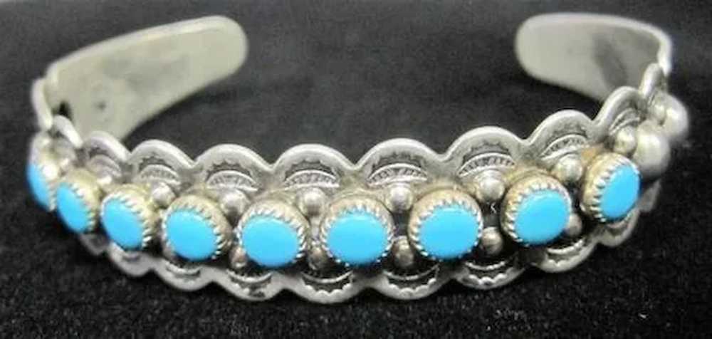 Native American Nickle Silver Bell Turquoise Ston… - image 5