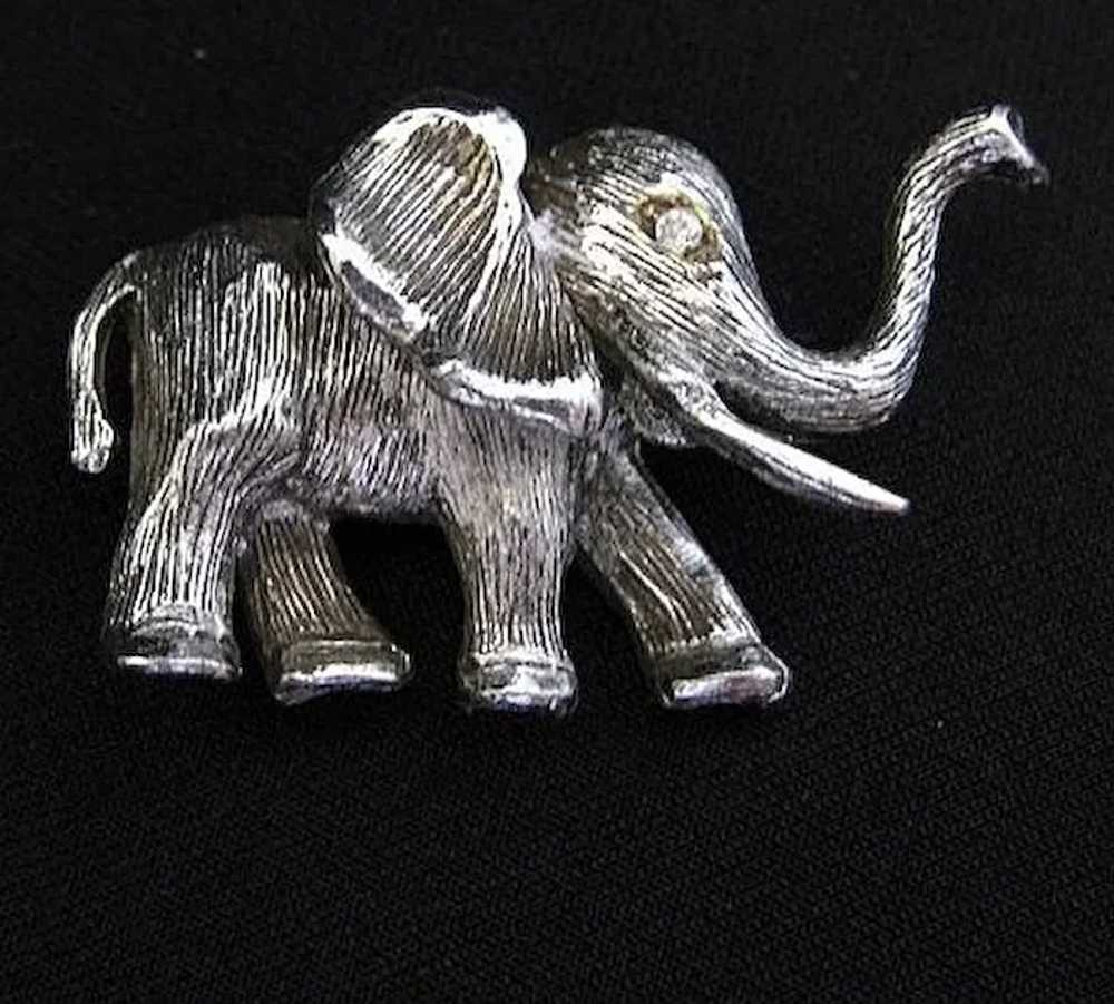 Vintage Signed Hobe Elephant Brooch - image 1