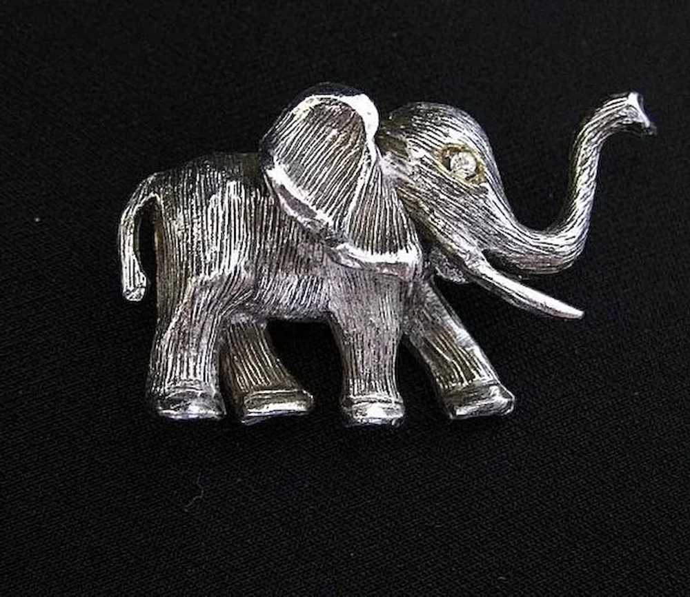 Vintage Signed Hobe Elephant Brooch - image 2