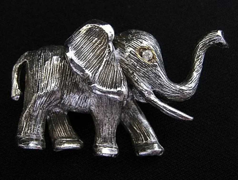 Vintage Signed Hobe Elephant Brooch - image 3