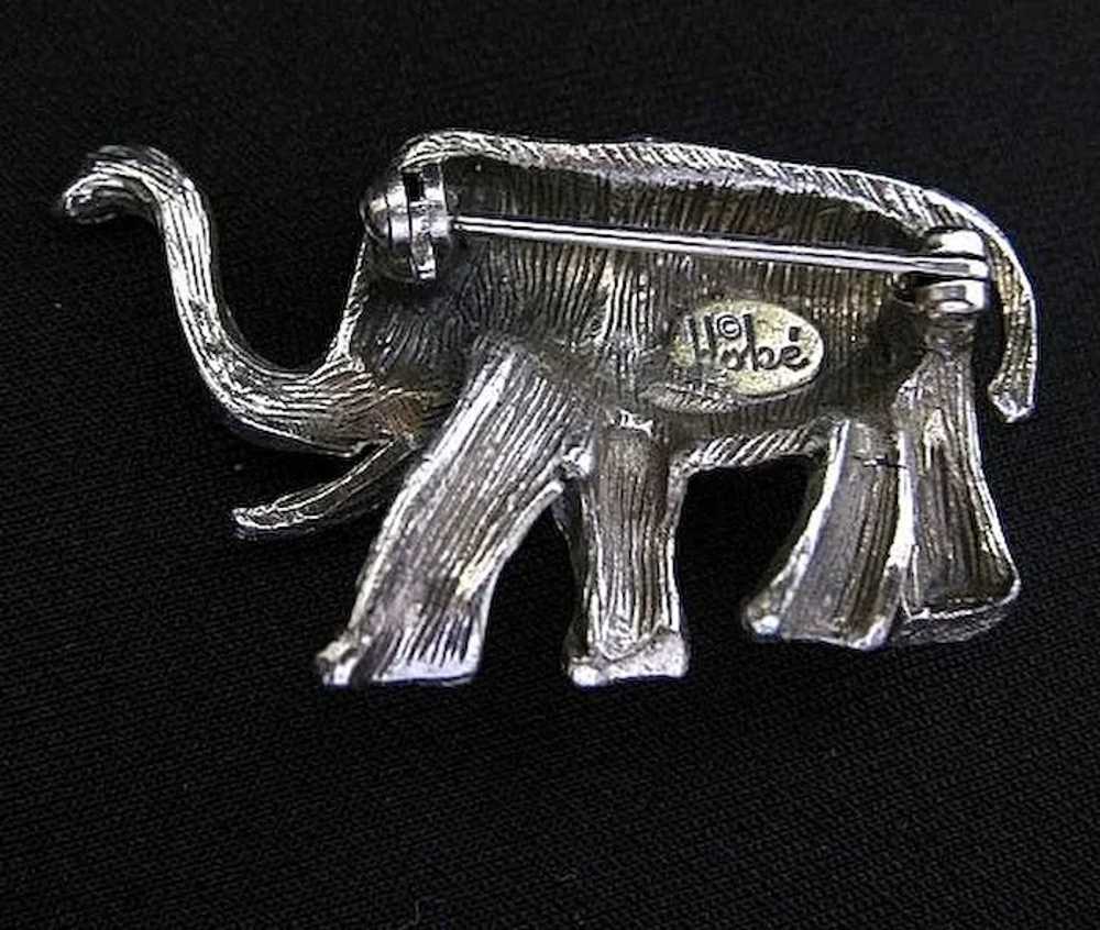 Vintage Signed Hobe Elephant Brooch - image 4