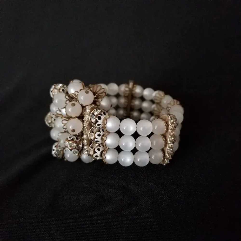 Vintage Cha-Cha Bead and Rhinestone Cuff Bracelet - image 2