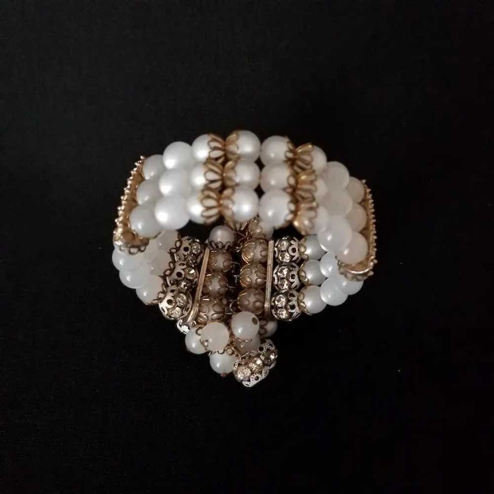 Vintage Cha-Cha Bead and Rhinestone Cuff Bracelet - image 3