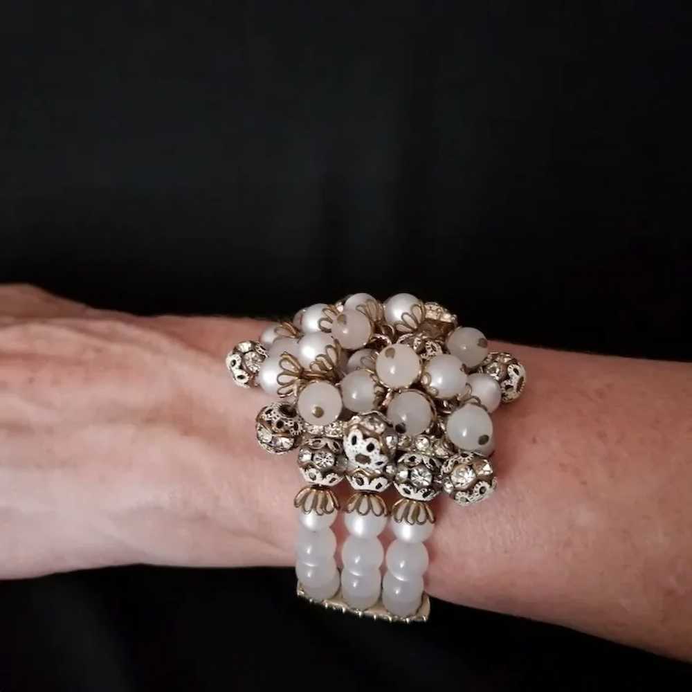 Vintage Cha-Cha Bead and Rhinestone Cuff Bracelet - image 4