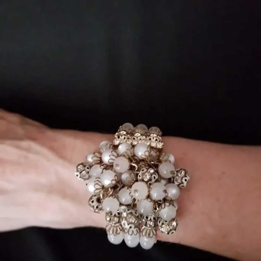 Vintage Cha-Cha Bead and Rhinestone Cuff Bracelet - image 5