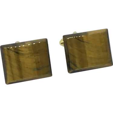 Tigers Eye Stone Cufflinks natural polished Square