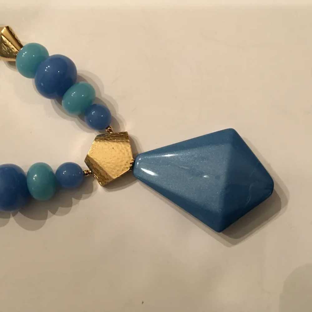 Trifari Modernist Necklace 70s Blue Purple Beads … - image 5
