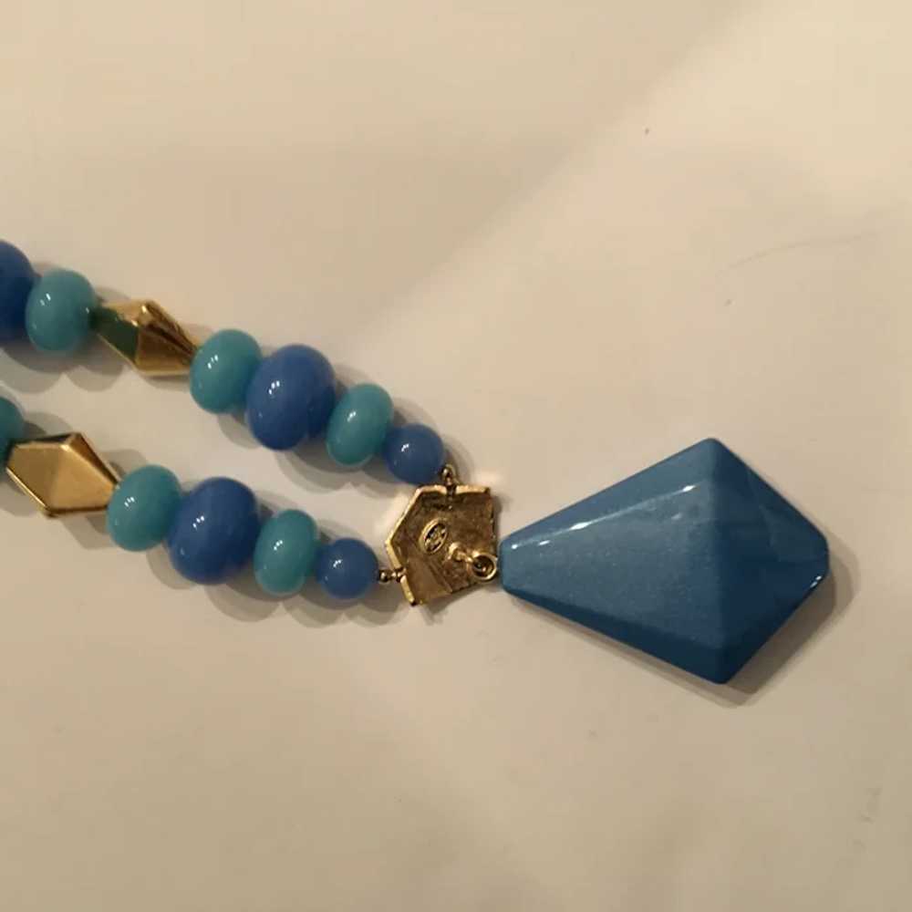 Trifari Modernist Necklace 70s Blue Purple Beads … - image 6