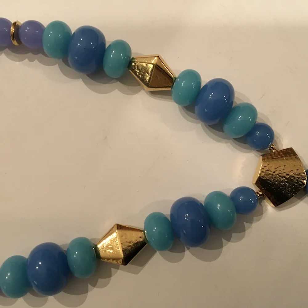 Trifari Modernist Necklace 70s Blue Purple Beads … - image 8