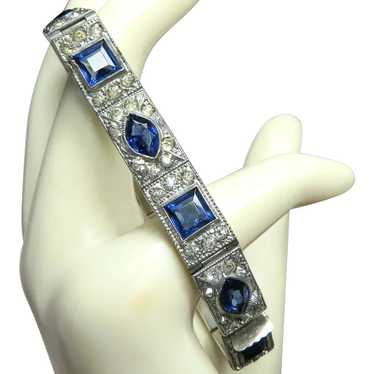Art Deco Sapphire + Diamond Paste Sterling Bracele