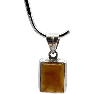 Dainty Amber Pendant - Sterling Silver
