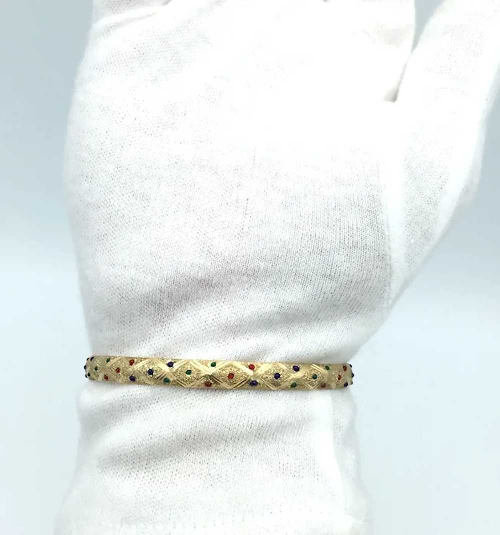 Ladies 10K Multistone Cuff Bracelet - image 3