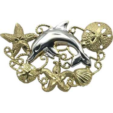 14K Two-Toned Sealife Slide Pendant - image 1