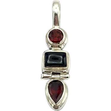 Black Onyx & Garnet Pendant - Sterling Silver - image 1