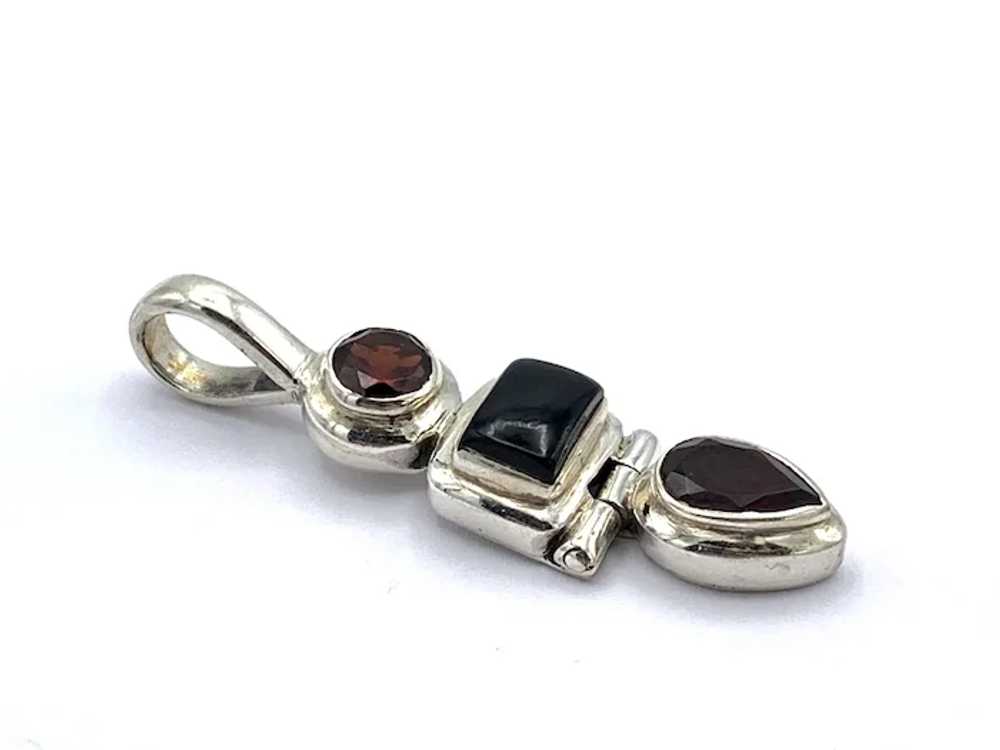 Black Onyx & Garnet Pendant - Sterling Silver - image 2