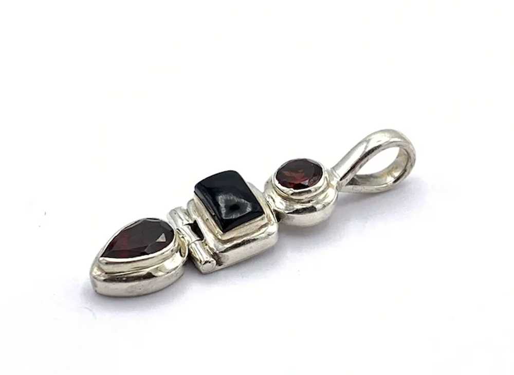 Black Onyx & Garnet Pendant - Sterling Silver - image 3