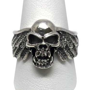 Skull & Wings Ring - Sterling Silver