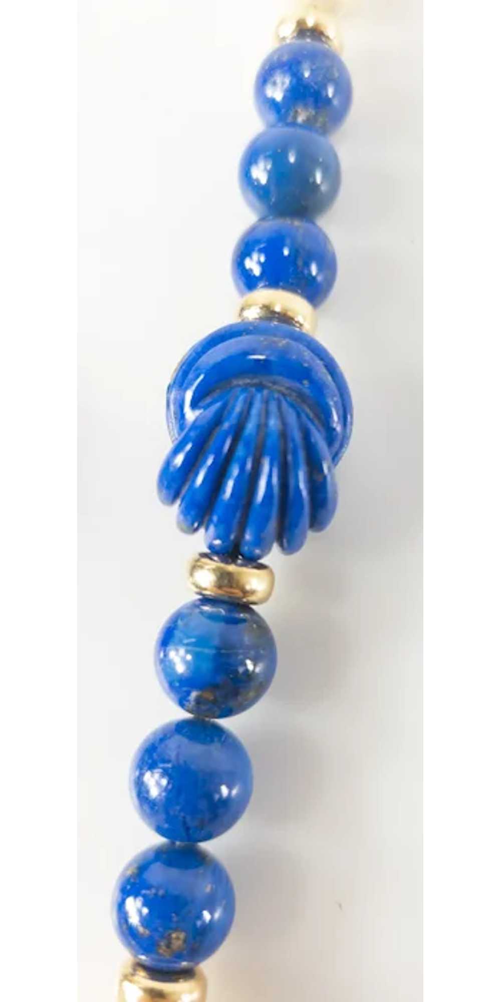 Art Deco Style Carved Lapis Lazuli Necklace - image 5