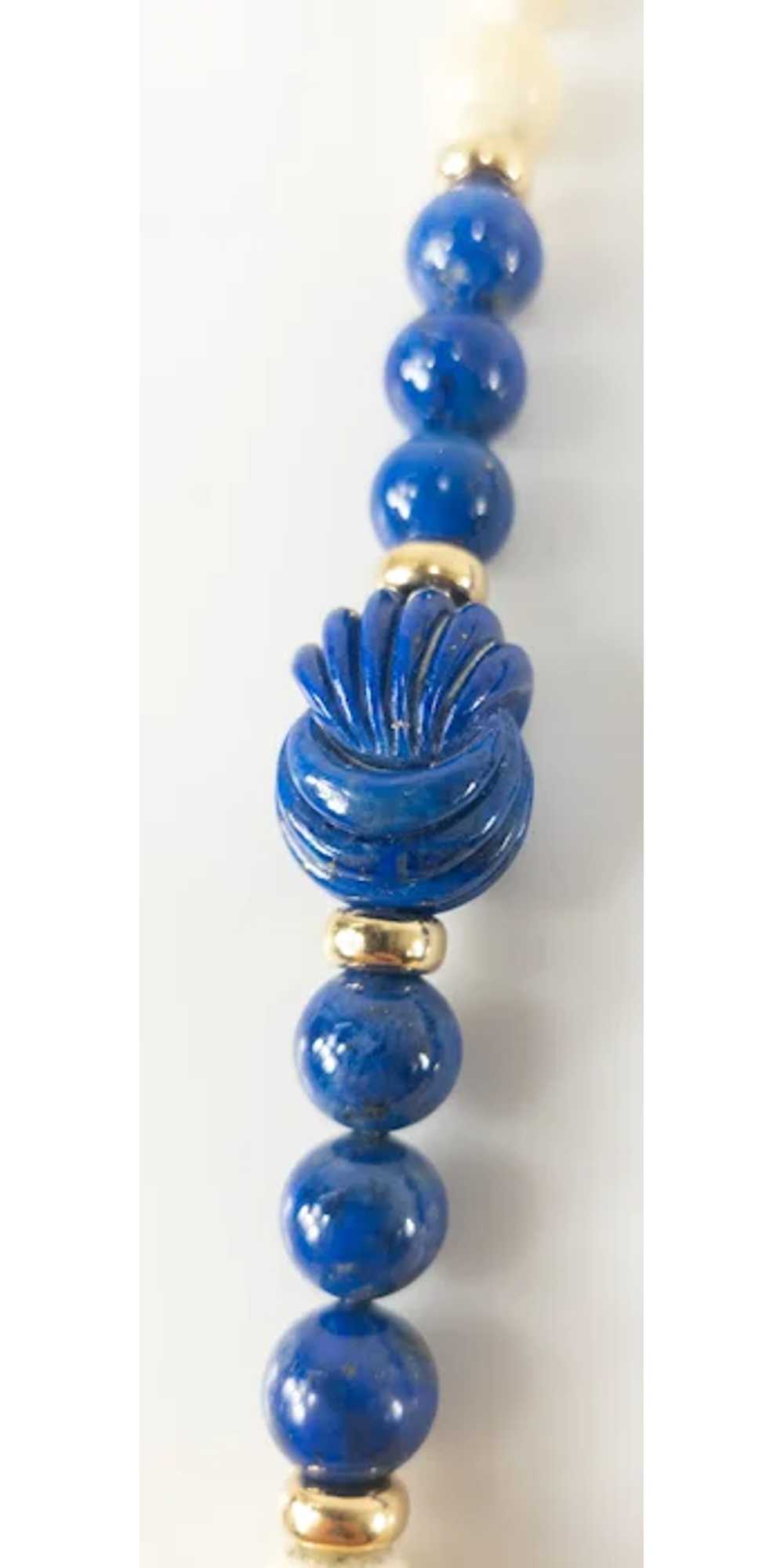 Art Deco Style Carved Lapis Lazuli Necklace - image 6