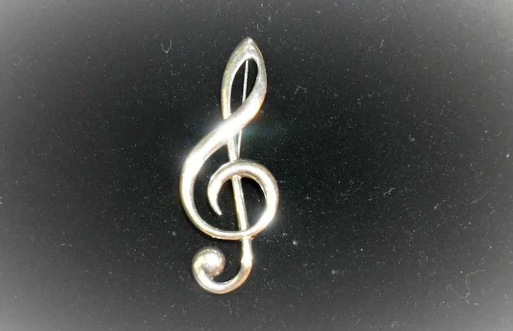 Music Treble Clef Brooch Sterling Silver - image 2